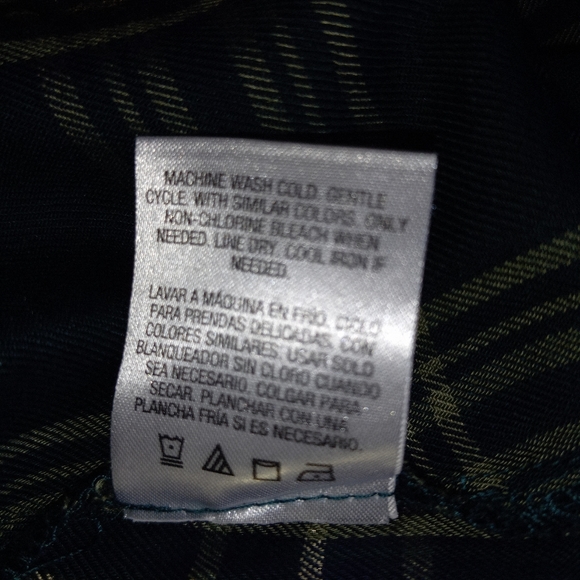 Laura Scott women's button down shirt forest green with gold size medium - Picture 8 of 8